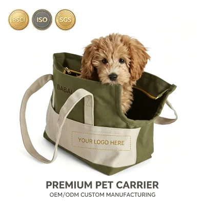 Premium Heavy Duty Canvas Pet Carrier Tote Bag Head Out Design Front Slip Pockets for Small Dog Outdoor Walking Travel