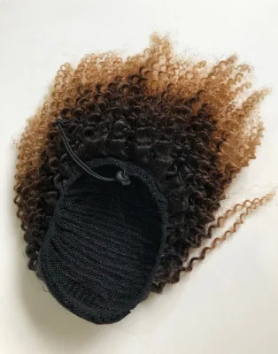 Raw Brazilian Hilight Ombre #1B-4-27 Human Hair Drawstring Ponytail Extension Remy Afro-KC Human Hai Ponytails