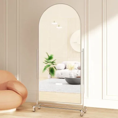 Movable Arched Floor Mirror, Living Room Full-length Mirror, Bedroom Makeup Mirror