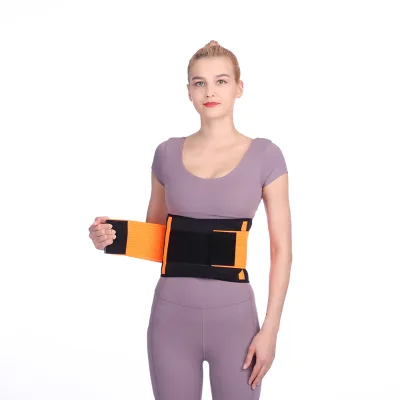 Adjustable Workout Waist Support 2 Layers Neoprene Waist Trainer Back Support Belt Band Black Cotton Protection