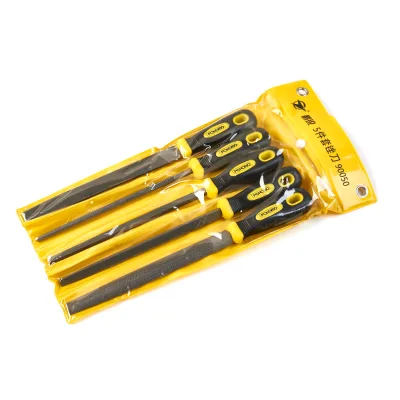 Premium High Carbon Steel 5Pcs Hand File Set Quenched Ergonomic Rubber Grip Metal File for Heavy Duty Grinding
