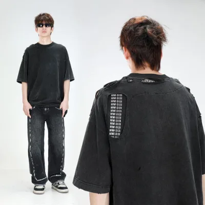 Custom High Premium Oversized Acid Wash T Shirt Cotton Printed Graphic T-Shirts for Men