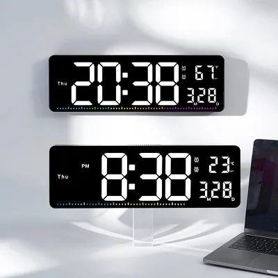 Table Watch Timer Neon Room Create Dim Second Display Mirror Smart Desk Top Electric Alarm Light Led Digit Clock with Remote