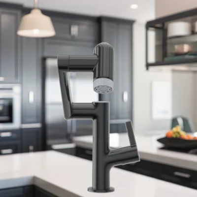 Modern Ceramic Valve Core Stainless Steel Chrome Finish Kitchen Faucet with Universal Robotic Arm for Bathroom and Kitchen Use