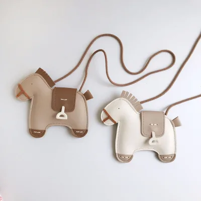 New Design Cute Pony-Shape Crossbody PU Leather Bag for Boys and Girls Button Closure Kids Satchel