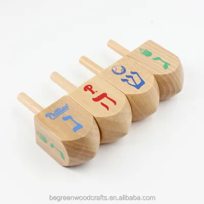 2.5inch Custom Printed logo Dreidel,Wooden Spins Toy for Kids,toy Spinning Top
