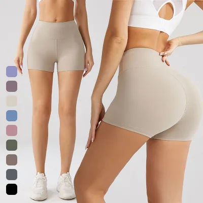 New Design Brushed Cross-Waisted Sexy Girls for Women Workout Gym Fitness Sport Custom Logo Black High Waist Yoga Biker Shorts