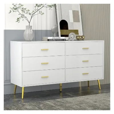 Light Luxury White Nordic Wooden Storage Cabinet Drawers Against Whth 4 Gold Leg