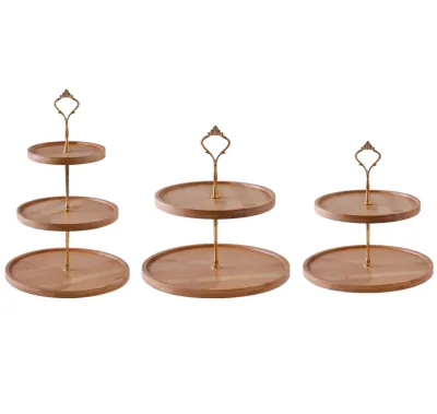NEW Wood Three Layer Fruit Plate Wood Cake Dessert Tray Display Multi-layer Afternoon Tea Tableware Wooden Candy Snack Cake Rack