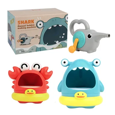 Wholesale Summer Cartoon Plastic Shark Crab Blow Bubble Bath Water Toys for Kids