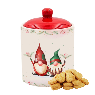 Wholesale Christmas Ceramic Gnome Cookie Dansih Butter Cookies