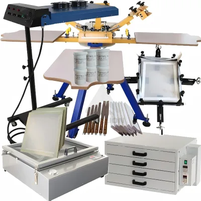 Four-color Four-station Manual Screen Printing Machine; Multi-color Screen Printer; Factory-direct Sales; Garment T-shirt Screen