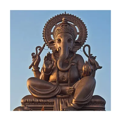 Large Famous Hindu Indian Ganesh God Bronze Sculpture Many Hands Casting Technique Metal Material