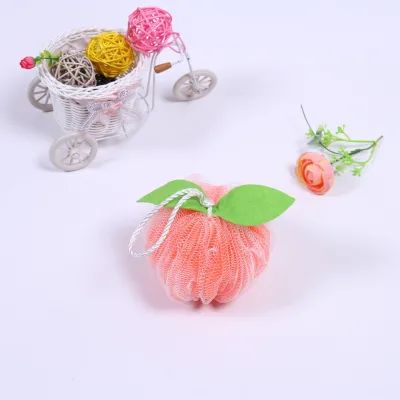 New Design Peach-Shaped Exfoliating Soft Bath Ball for Body Cleaning