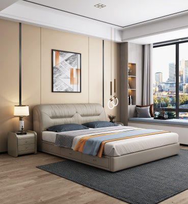 High Quality Hotel Beds Comfortable Bed Designer Furniture Solid Wood Modern Bed for Bedroom