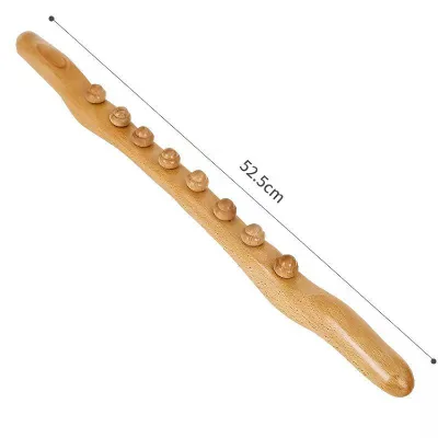 Logo Custom 8 Bead Massage Roller Stick Wood Gua Sha Tool for All of Your Body SPA Massager 52.5cm