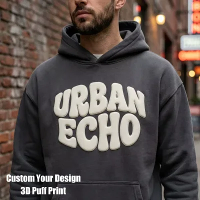 High Quality Manufactory Hoodie Custom Puff Print logo Cotton Heavyweight Hoody 3d Foam Graphic Design Oversized Hoodie for Men