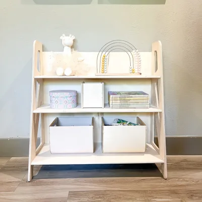 High Quality Wooden Toy Storage Organizer with Bookshelf Beautiful Children's Wood Storage Cabinet for Toys and Clothing