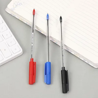 Classic Transparent Stick Ballpoint Pens Hexagonal Barrel Black Blue Red Ink 1.0mm Medium Point Bulk Pack for Office