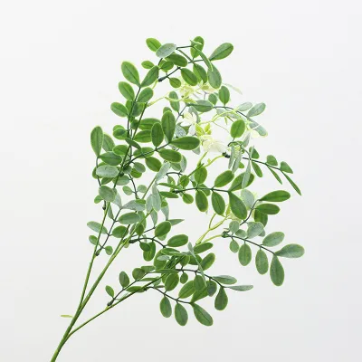 Artificial Leaves Branch Artificial Green Leaves Stem Simulated Plant Wall Soft Glue Locust for Home Wedding Wall Decoration