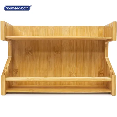 Two-Layer Wall Mounted Bamboo Spice Organizer Cabinet Eco-Friendly Bamboo Polished Technique