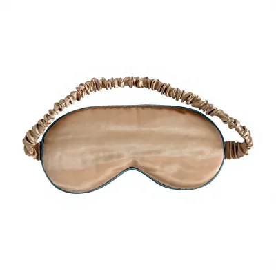 Gold Sleep Mask Padded Eye Cover Elastic Ruched Strap for Travel Sleep with Silver Fiber Fabric for Antibacterial and Good Sleep