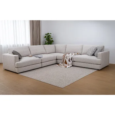 Modern L-Shaped Foldable Revolving Modular Sectional Sofa for Living Room Hotel & Bedroom Use