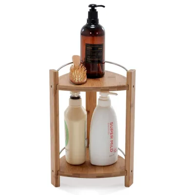 Customize Multifunctional storage rack sturdy and durable bamboo bathroom shelf Bamboo Shower Corner