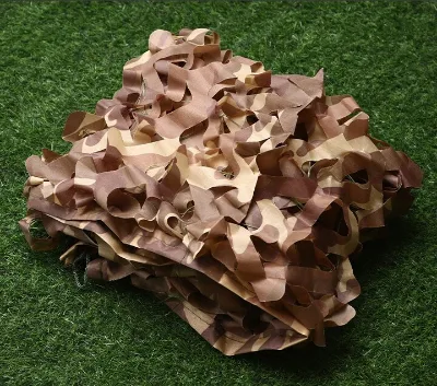 3D Layered Camouflage Netting, Textured Mesh Structure, Breathable Design, Light-Permeable and Natural Outdoor Appearance