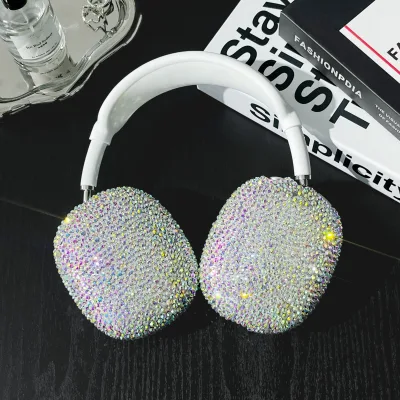 Luxury Full Bling Diamond Glittering Rhinestones Case for Airpods Max TPU Protective Headphone Cover Anti Dust Case for Airpods