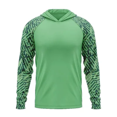 Men's Hooded Thumb Hole Sports Long Sleeve Outdoor Loose Casual Fishing Shirts Polyester Nesh Sun Protection Quick Drying Hoodie