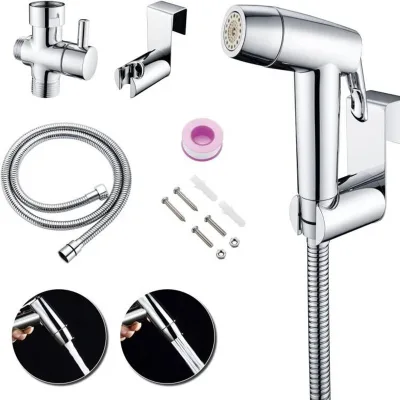Wholesale Premium 2-Function Bidet Sprayer Kit Full Brass Diverter Valve Stainless Steel Hose Chrome Finish Wall-Mounted Toilet
