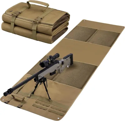 Shooting Mat Prone Padded for Range Shooting, Tactical Shooting Pad Folded Shooter Blanket with Bipod Holder