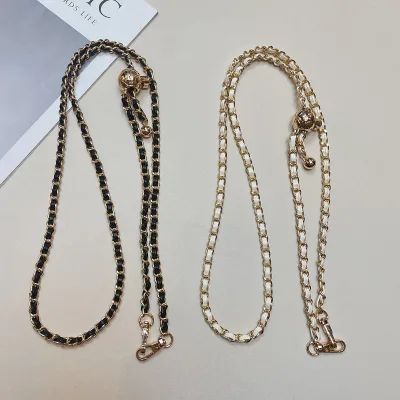 Metal chain PU leather adjustable three in one long crossbody chain, mobile phone hanging rope bag hanging chain with gasket