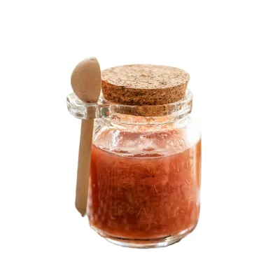 Wholesale 250ml 8oz Round Shape Bath Salt Glass Jar with Wooden Spoon and Cork Lid