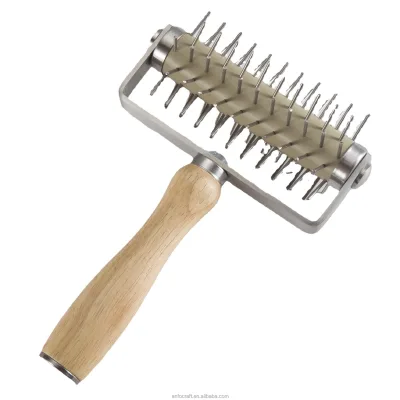 Stainless Steel Pizza Docker Pizza Dough Docker With Wooden Handle Cookies Roller With Spikes, Roller Docker, Pizza Hole Puncher