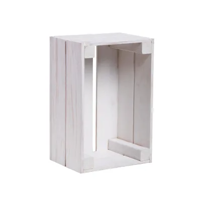 PINEEA Mini Vintage White Wooden Crate 30x20x15cm 1-3L Capacity Wine & Fruit Boxes Decorative Small Box Made in China