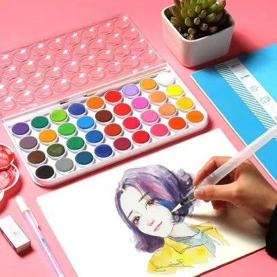 Solid Watercolor Paint Set High Saturation Blendable Pigment for Professional Painters Illustration Creation