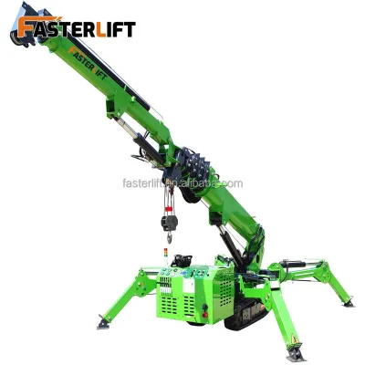FASTER LIFT Luck 8T Spider Crane | Honda Engine Torque Display Hydraulic Auxiliary Arm Construction Workshop Use Certified