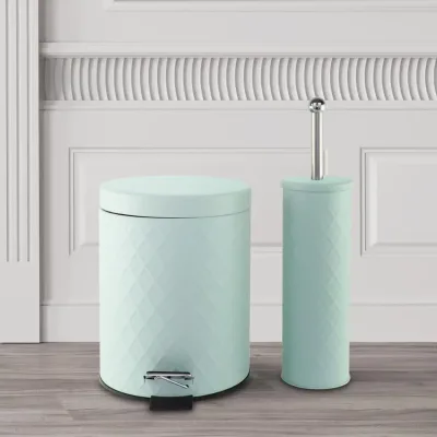 5L Metal Dust Bin for Kitchen Bathroom Dust Bin With Toilet Brush Set