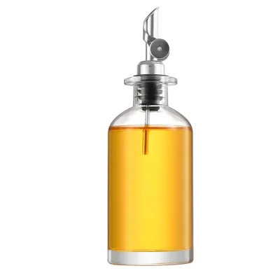 Oil and Vinegar Dispenser with Metal Pour Spout Kitchen Glass Olive Oil Bottle
