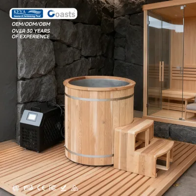 Modern Design Wooden Ice Bath Tub with Chiller Cedar Custom Relaxing Wooden Ice Bath