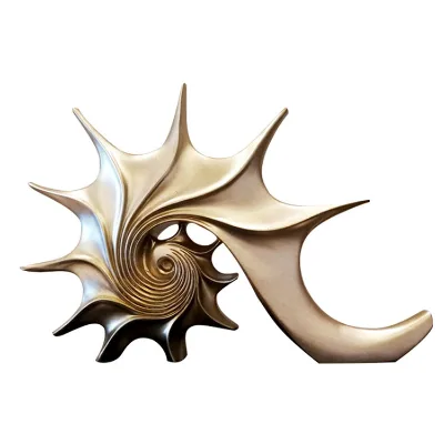 Creative Resin Metal Handicraft Art Deco Conch Ornament for Living Room and Office Decor