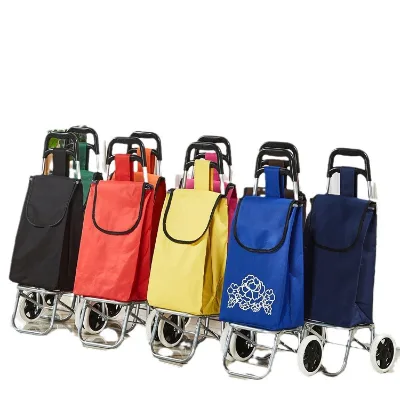 Wholesale Supermarket Shopping Groceries Cart Vegetable Shopping Trolley Bag Oxford Folding Grocery Shopping Trolley