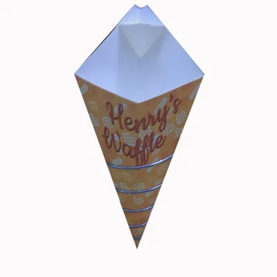 Paper Cardboard Cone With Built in Sauce Container