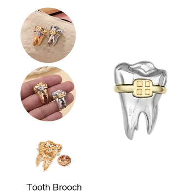 Toothbrush Oral Care Luxury Brooches Women Fashion Jewelry Brooches Dentist Brooch for Doctors Nurses Silver Pins Badge