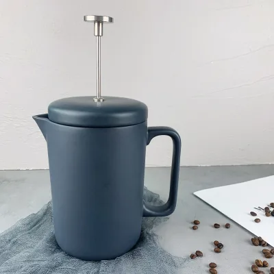 2021 New Arrival Matte Coffee Maker with Strainer Large Porcelain Coffee Press Pot Set Ceramic Pot with Mug for Coffee