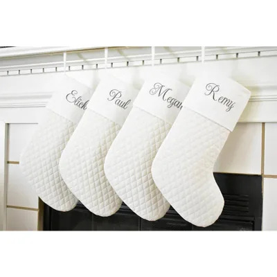 Xmas Tree Decoration High Quality Personalised Gift Bags Quilted White Blank Christmas Stocking for Sublimation