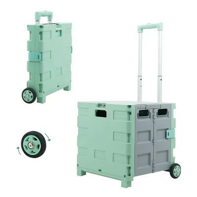 Foldable Utility Portable Trolley Rolling Crate Handcart Shopping Cart