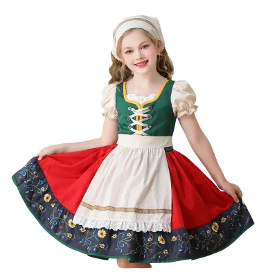 Bavarian Children's Fancy Printed Skirt European Pastoral Farm German New Year Dirndl Dress